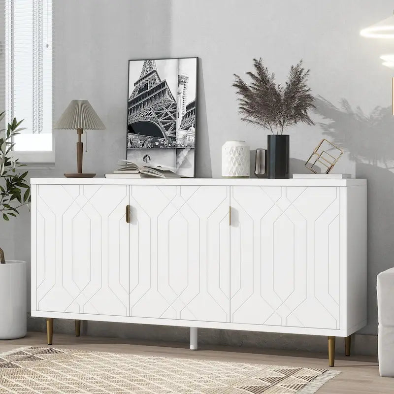 65 Modern TV Stand with Doors & Adjustable Shelves for TVs Up to 70
