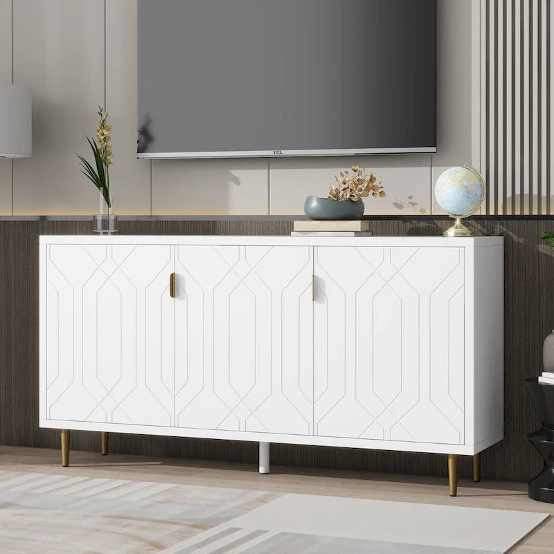 65 Modern TV Stand with Doors & Adjustable Shelves for TVs Up to 70