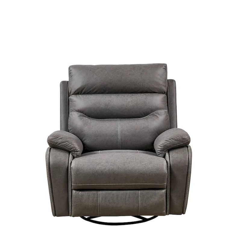 Grey Dual Motor Recliner Chair with 240 Swivel, Rocking Feature, USB Connectivity, and Adjustable Head Support