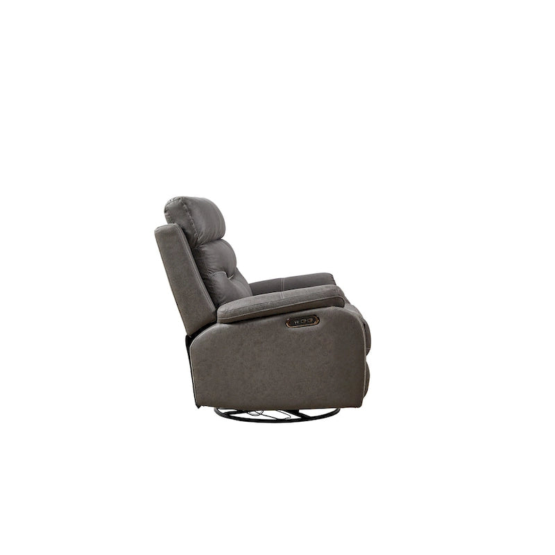 Grey Dual Motor Recliner Chair with 240 Swivel, Rocking Feature, USB Connectivity, and Adjustable Head Support