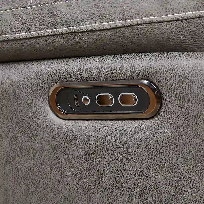 Grey Dual Motor Recliner Chair with 240 Swivel, Rocking Feature, USB Connectivity, and Adjustable Head Support