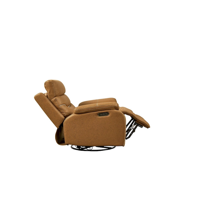 Grey Dual Motor Recliner Chair with 240 Swivel, Rocking Feature, USB Connectivity, and Adjustable Head Support