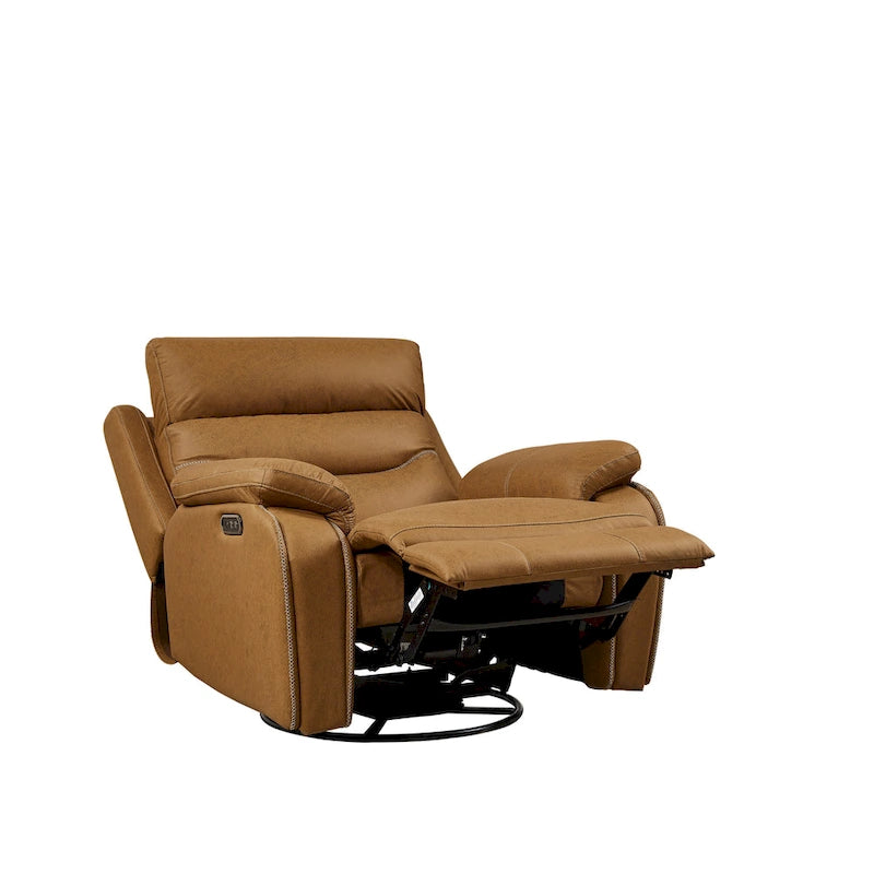 Grey Dual Motor Recliner Chair with 240 Swivel, Rocking Feature, USB Connectivity, and Adjustable Head Support