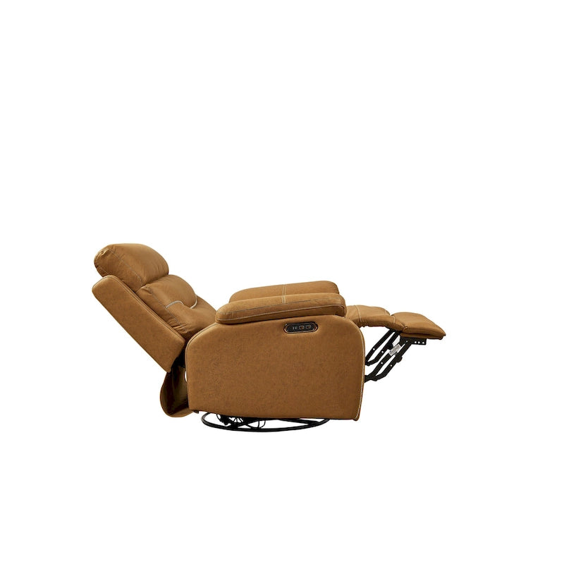 Grey Dual Motor Recliner Chair with 240 Swivel, Rocking Feature, USB Connectivity, and Adjustable Head Support