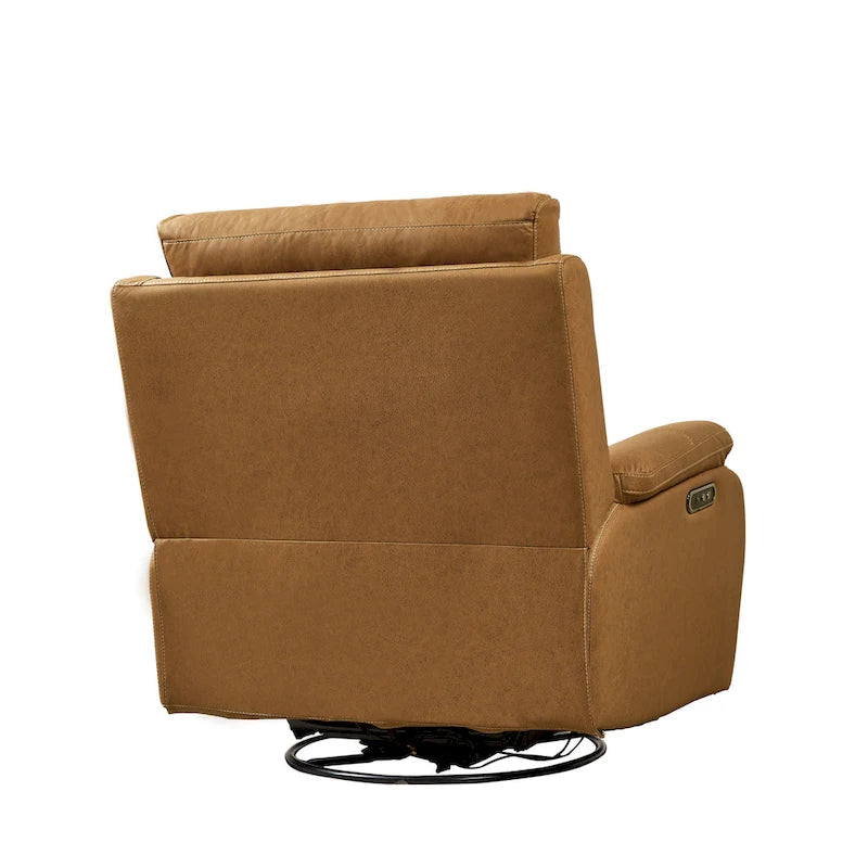 Grey Dual Motor Recliner Chair with 240 Swivel, Rocking Feature, USB Connectivity, and Adjustable Head Support