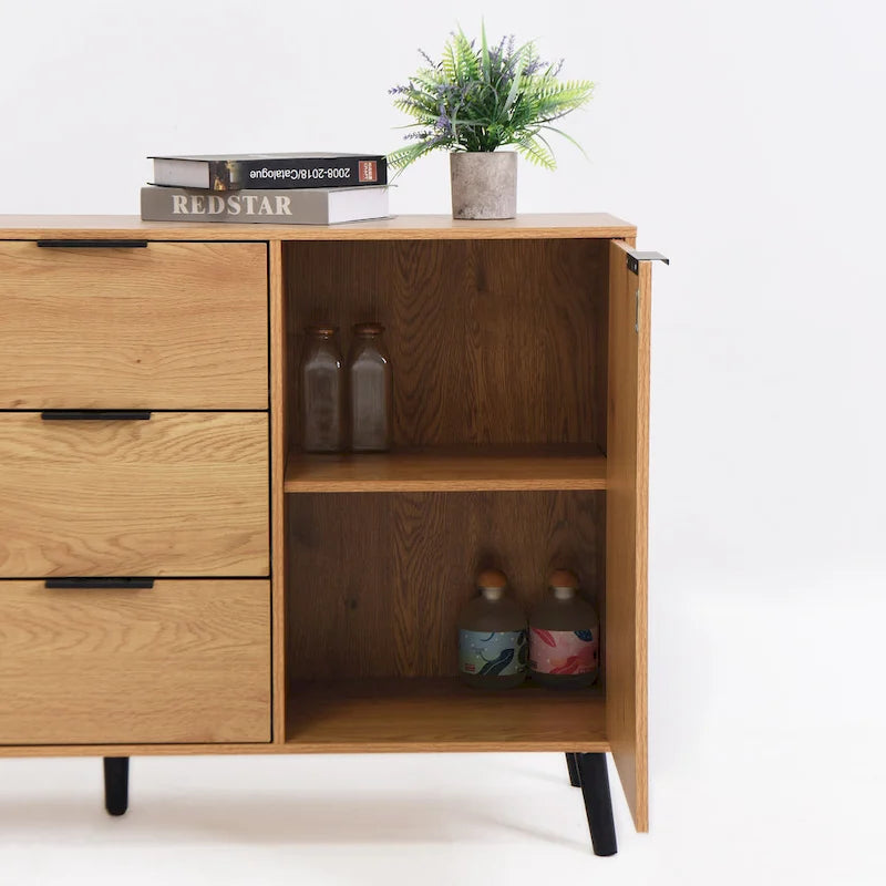 Modern Sideboard Buffet Cabinet with 2 Doors, Storage Shelves and 3 Drawers