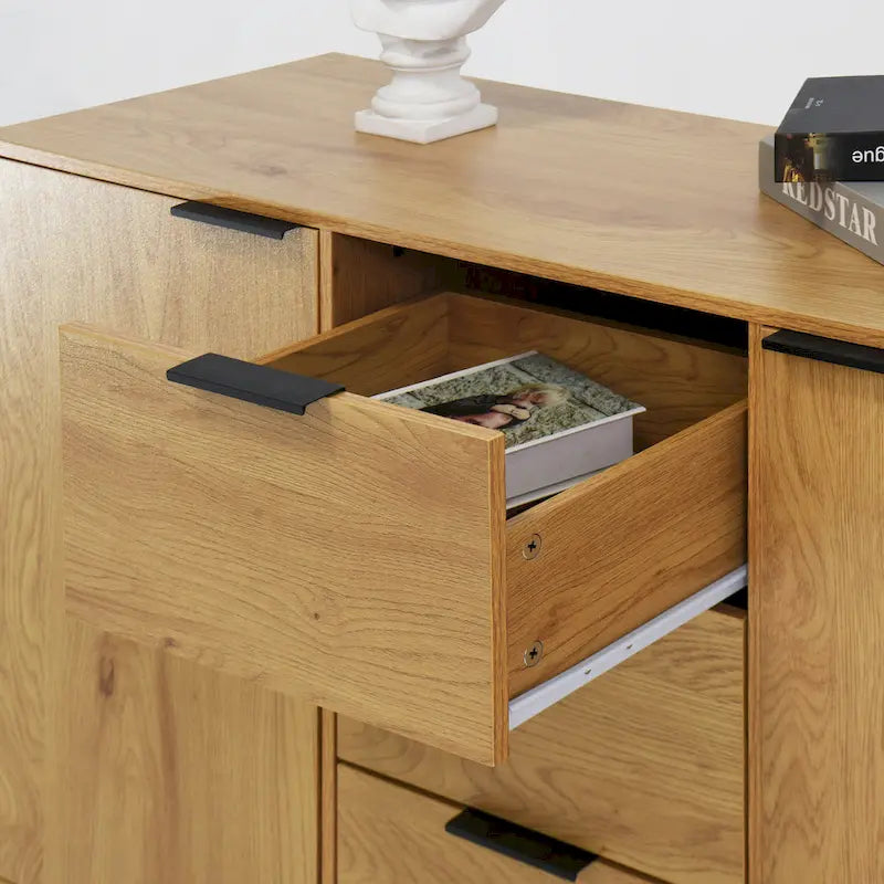 Modern Sideboard Buffet Cabinet with 2 Doors, Storage Shelves and 3 Drawers