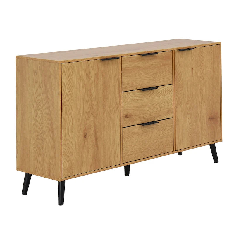 Modern Sideboard Buffet Cabinet with 2 Doors, Storage Shelves and 3 Drawers