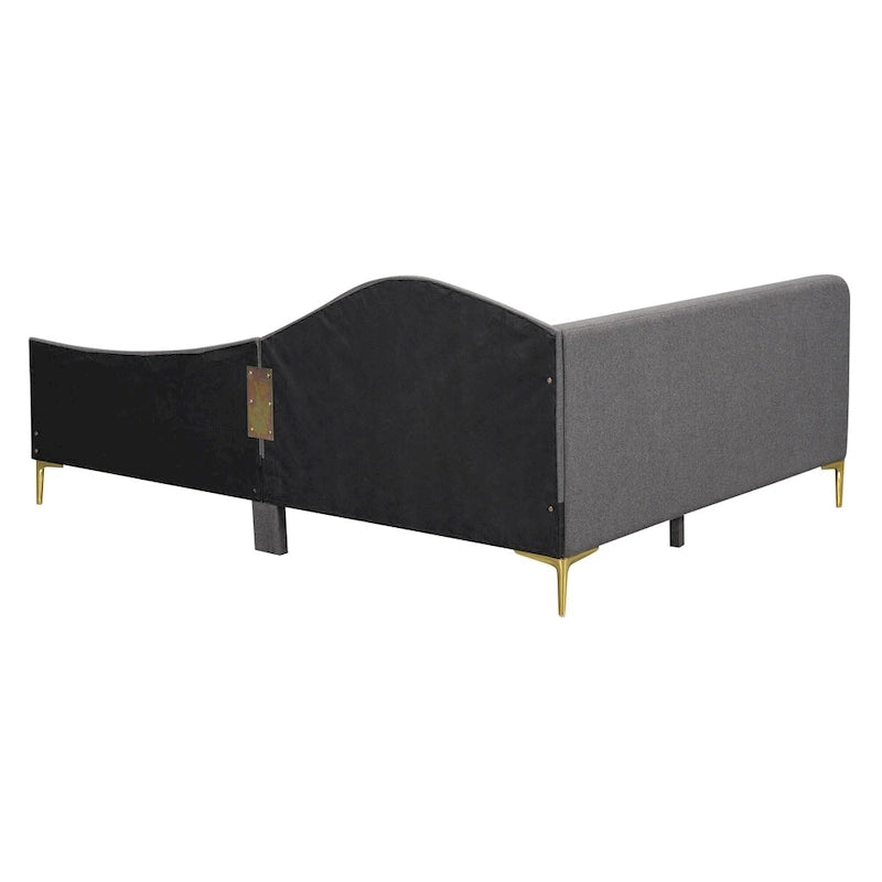 Grey Full Size Upholstered Daybed with Armrest