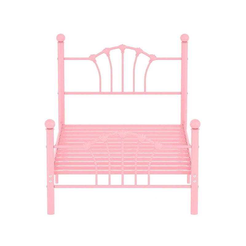 VECELO Classic Metal Platform Bed Frame, Twin Size Beds with Shell Style, Storage Space Under Bedframes, Kids Bed
