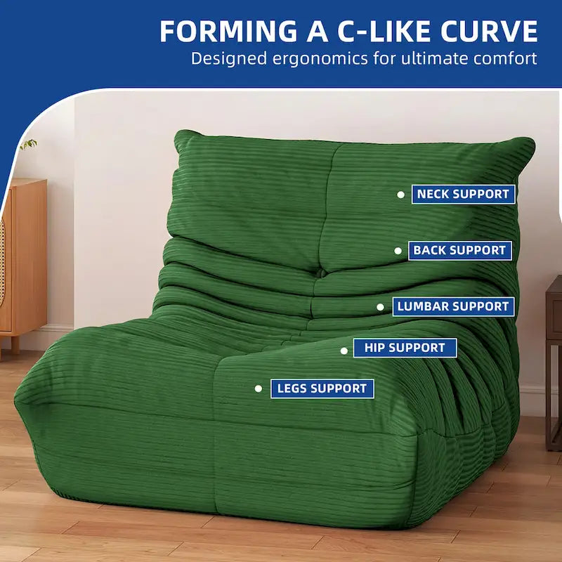 Moasis Bean Bag Chairs Single Sofa with Memory Foam,Lazy Floor Sofa for Adults & Kids