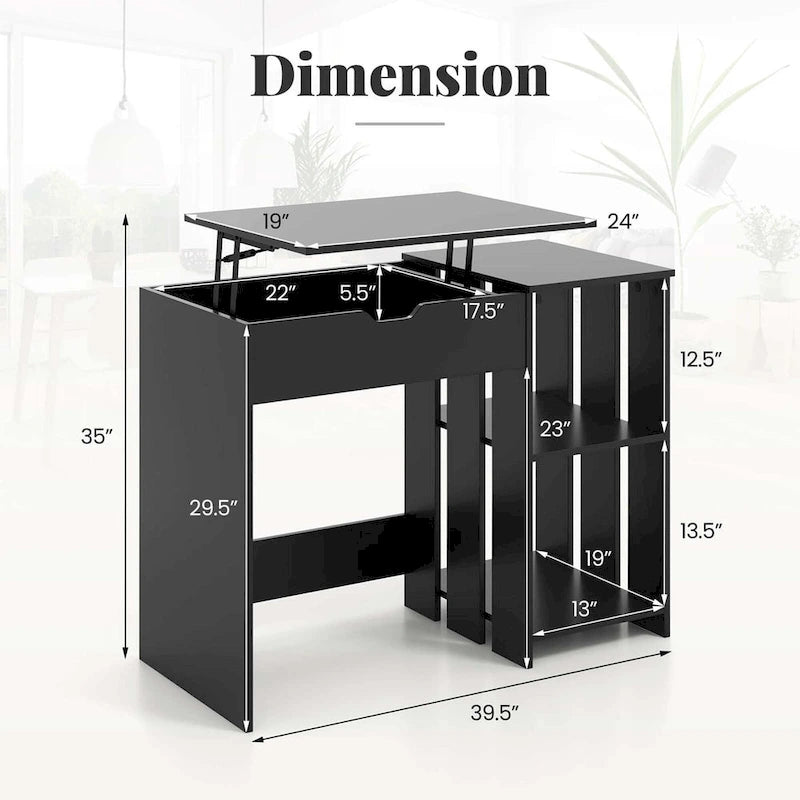 Costway Lift Top Computer Desk Standing Desk with Hidden Compartments - See Details