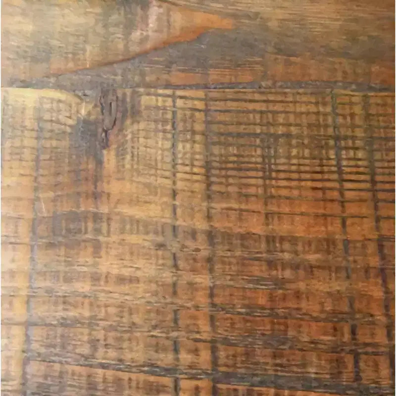 Table d'appoint ronde 27" Pomona diamètre, finition rustique naturelle : Bois massif, pieds en métal, étagère inférieure fixe, finition teintée