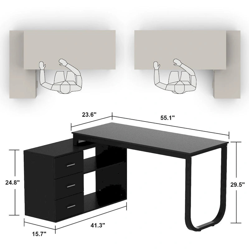 55 L Shaped Desk Writing Computer Desk Storage Workstation 5 Colors