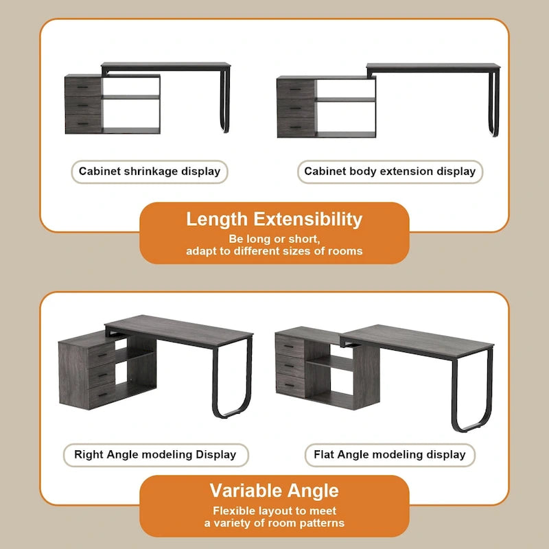 55 L Shaped Desk Writing Computer Desk Storage Workstation 5 Colors
