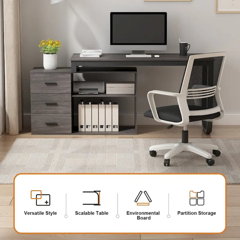 55 L Shaped Desk Writing Computer Desk Storage Workstation 5 Colors
