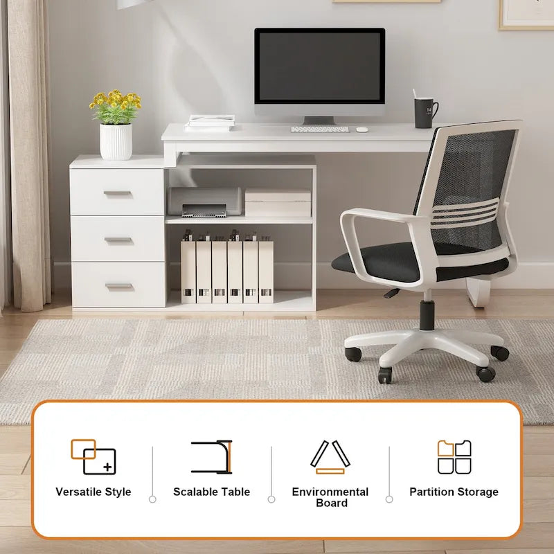 55 L Shaped Desk Writing Computer Desk Storage Workstation 5 Colors