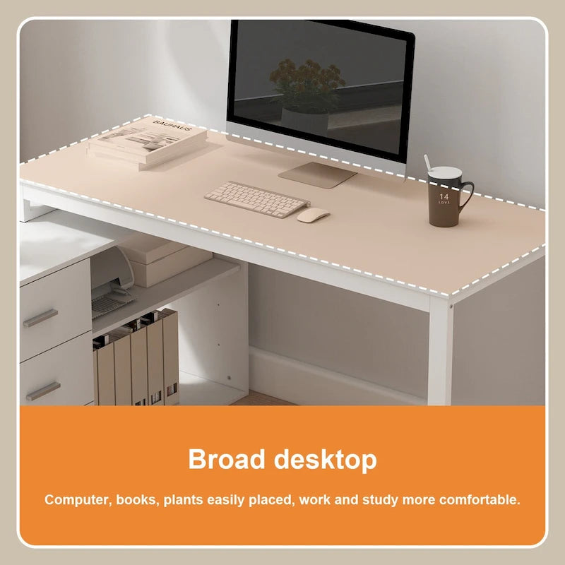 55 L Shaped Desk Writing Computer Desk Storage Workstation 5 Colors