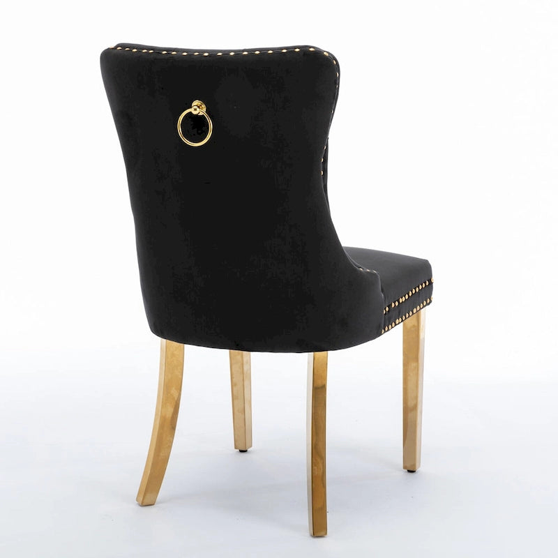 Velvet Upholstered Dining Chair with Chrome Stainless Steel Plating Legs