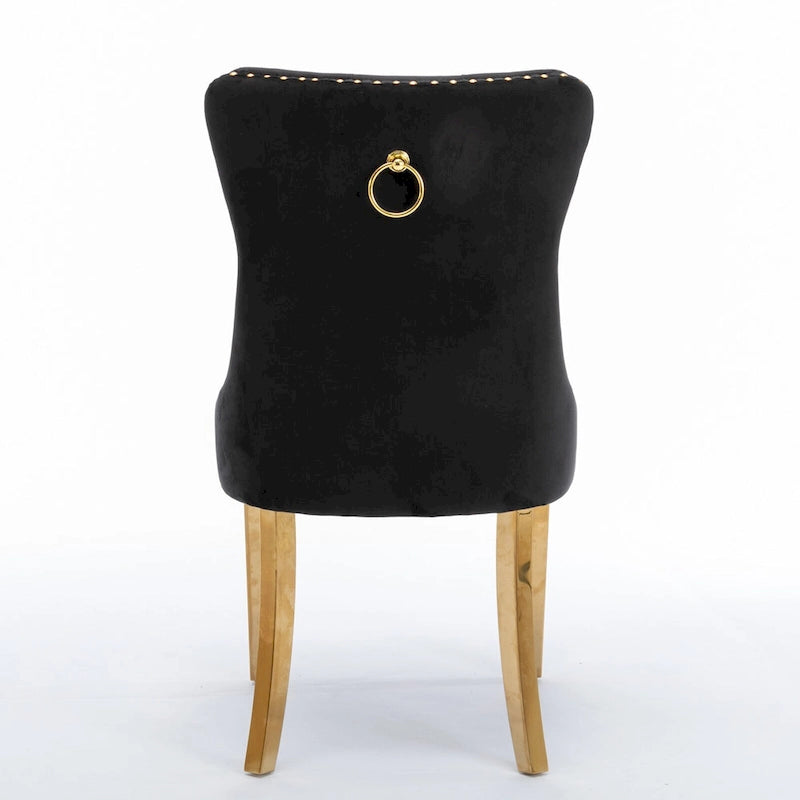 Velvet Upholstered Dining Chair with Chrome Stainless Steel Plating Legs