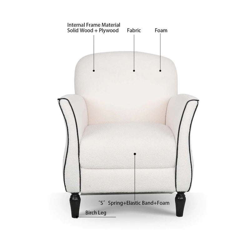 Upholstered Accent Chair with Wood Legs