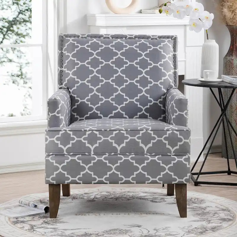 Upholstered Accent Chair with Wood Legs