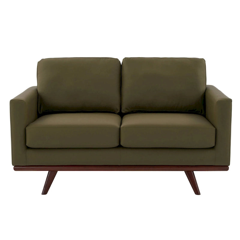 Chester Modern Leather Loveseat 2 Seater Sofa Couch With Birch Wood Base for Living Room Bedroom Garden Lounge - 58.27