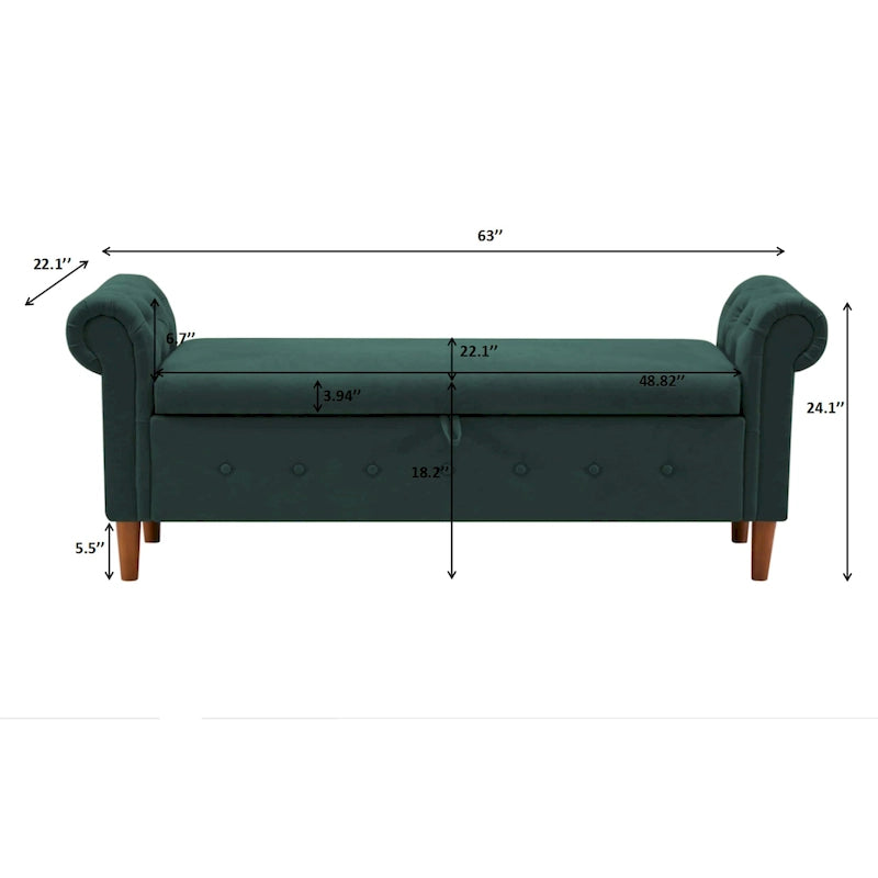 Multifunctional Storage Rectangular Sofa Stool Bench - 24.1 H x 22.1 W x 63 D