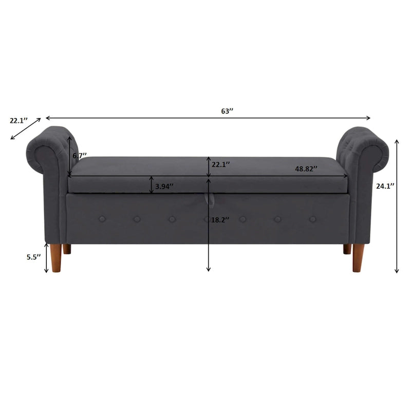Multifunctional Storage Rectangular Sofa Stool Bench - 24.1 H x 22.1 W x 63 D