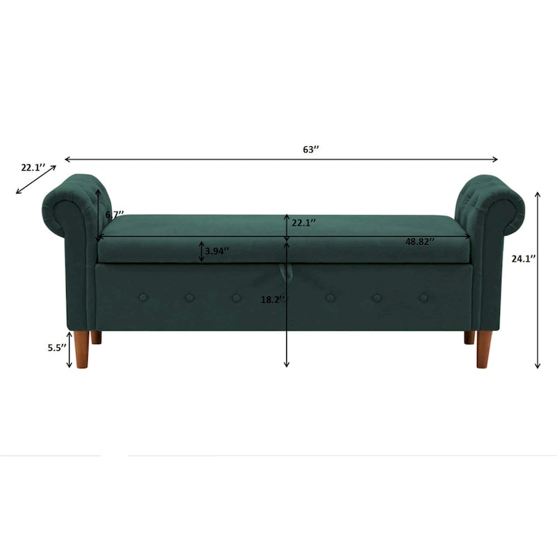Multifunctional Storage Rectangular Sofa Stool Bench - 24.1 H x 22.1 W x 63 D