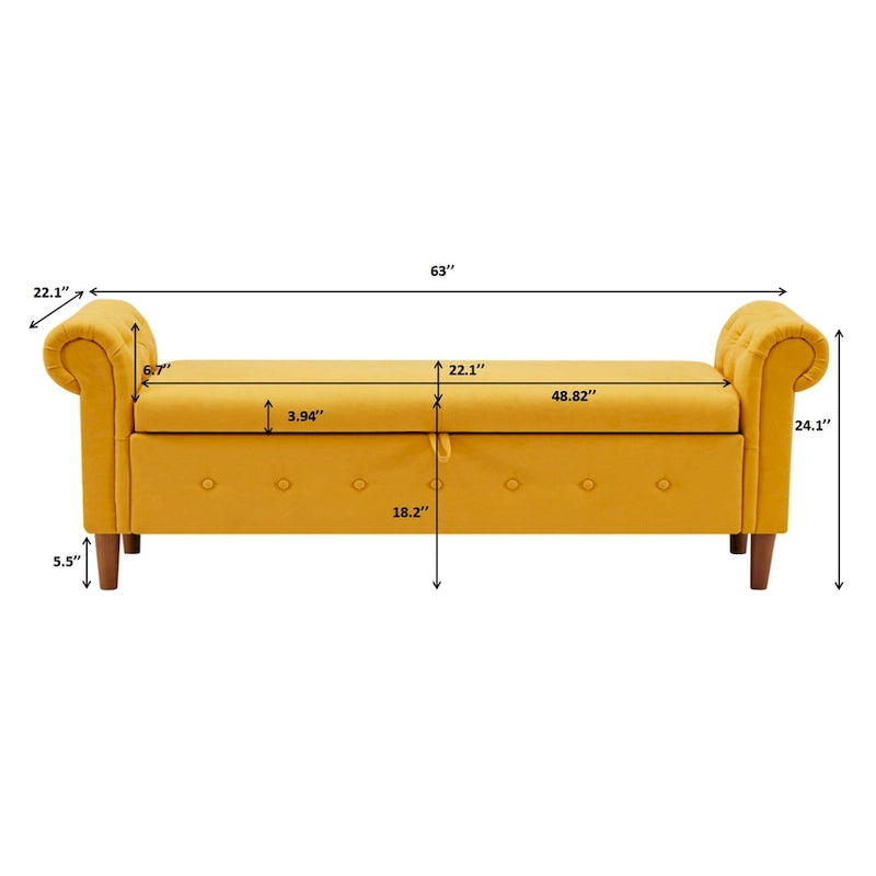 Multifunctional Storage Rectangular Sofa Stool Bench - 24.1 H x 22.1 W x 63 D
