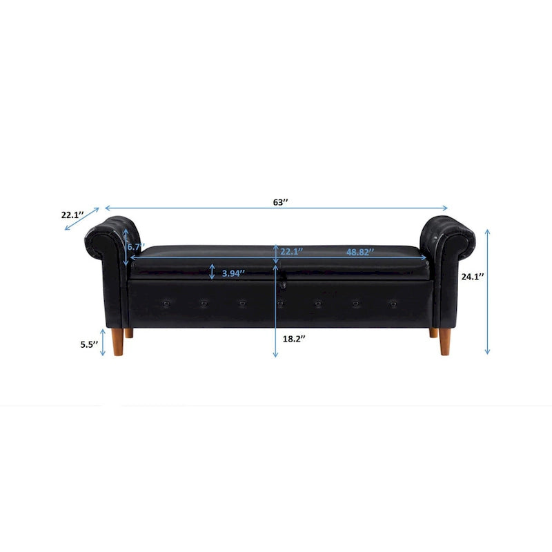 Multifunctional Storage Rectangular Sofa Stool Bench - 24.1 H x 22.1 W x 63 D