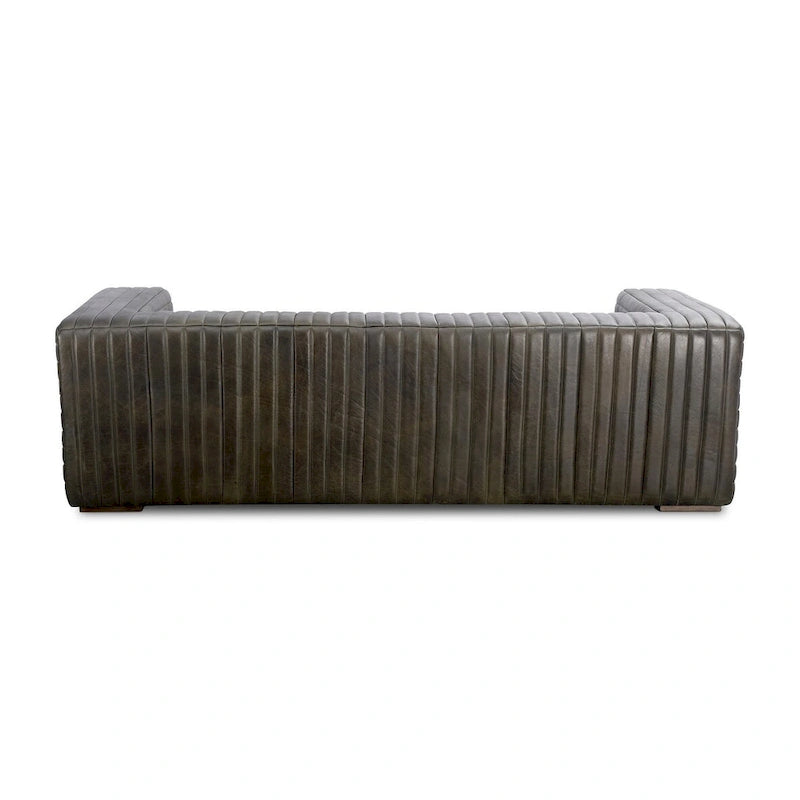 Aurelle Home Caolo Modern Channel-Stitched Leather Sofa