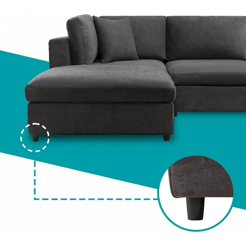 Mixoy Modern Convertible Sectional Sofa,L/U Shaped Corner Sleeper Sofa Couch,Modular Sectional Couches