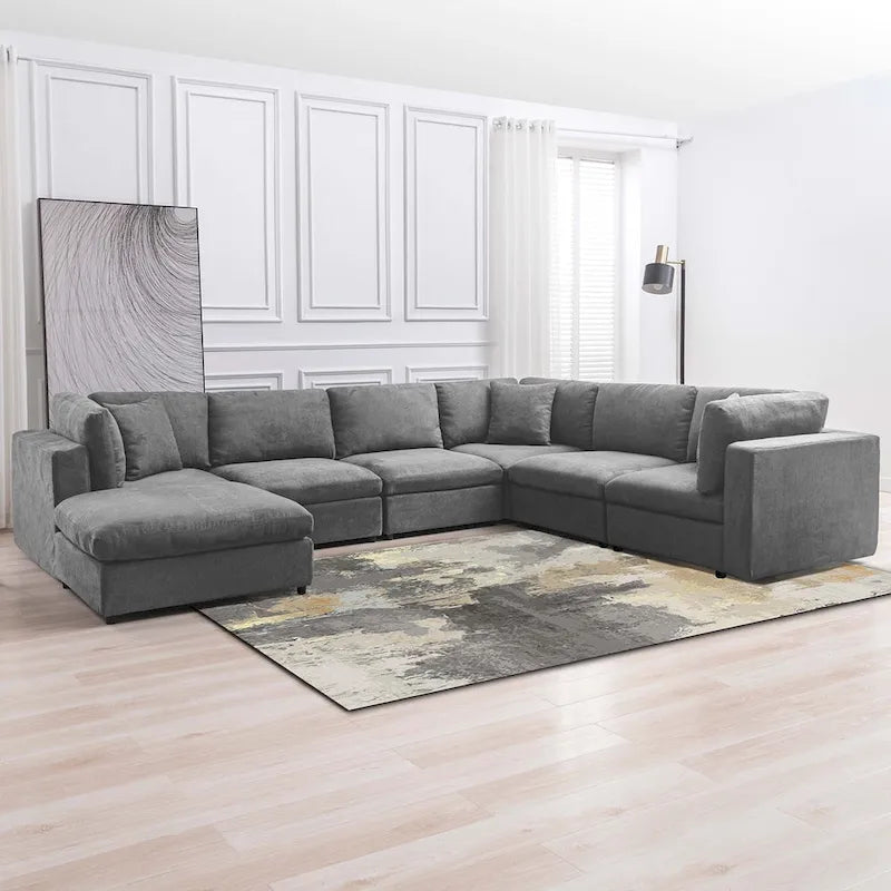 Mixoy Modern Convertible Sectional Sofa,L/U Shaped Corner Sleeper Sofa Couch,Modular Sectional Couches