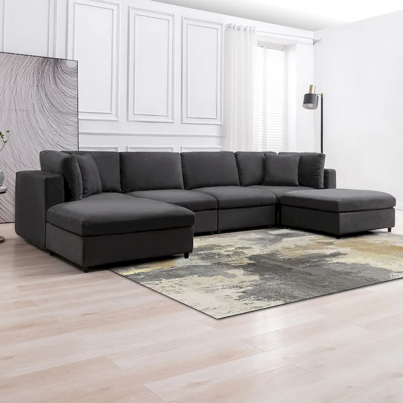 Mixoy Modern Convertible Sectional Sofa,L/U Shaped Corner Sleeper Sofa Couch,Modular Sectional Couches