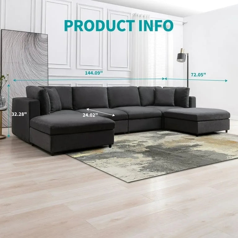Mixoy Modern Convertible Sectional Sofa,L/U Shaped Corner Sleeper Sofa Couch,Modular Sectional Couches