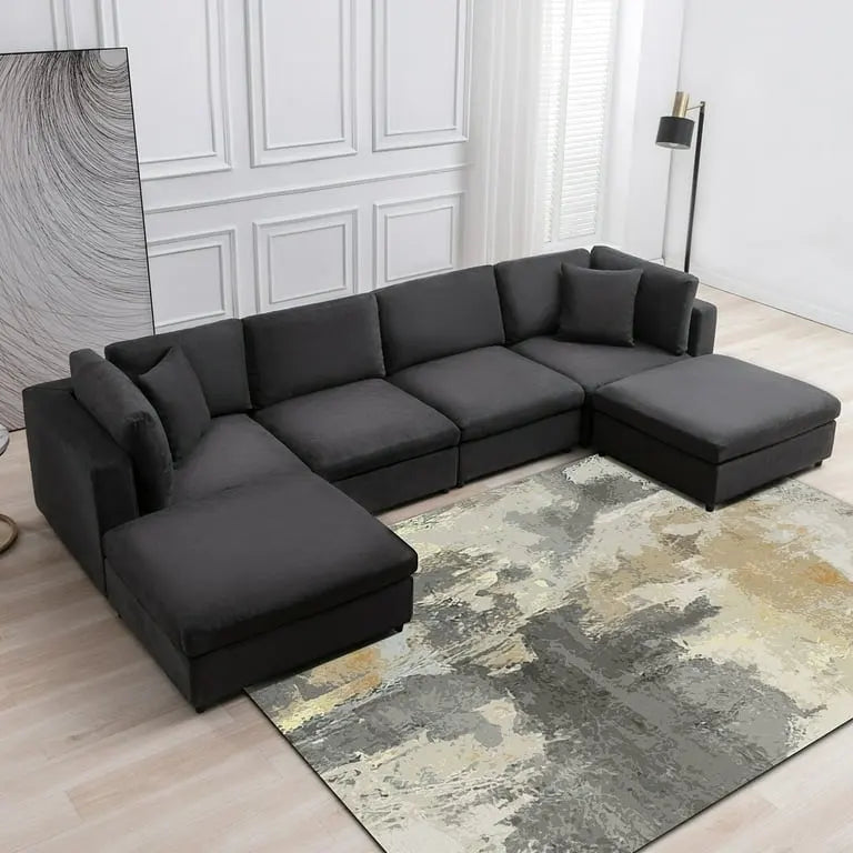 Mixoy Modern Convertible Sectional Sofa,L/U Shaped Corner Sleeper Sofa Couch,Modular Sectional Couches