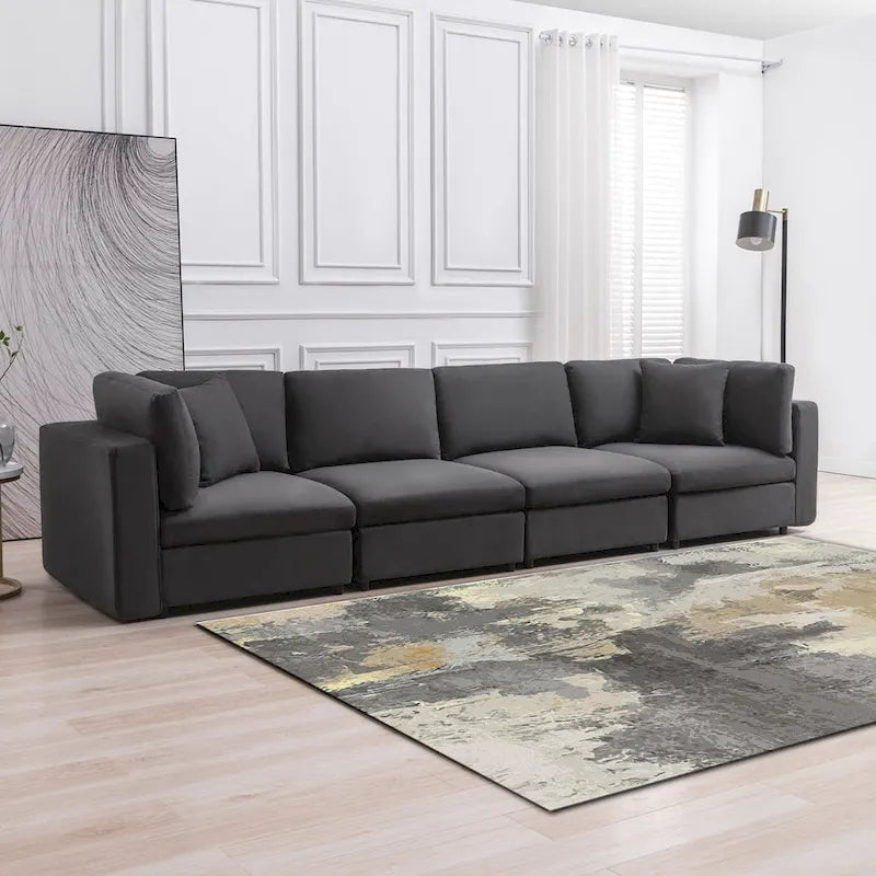Mixoy Modern Convertible Sectional Sofa,L/U Shaped Corner Sleeper Sofa Couch,Modular Sectional Couches