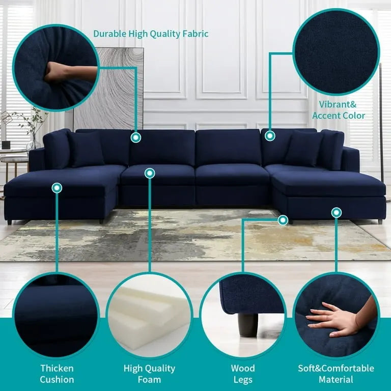 Mixoy Modern Convertible Sectional Sofa,L/U Shaped Corner Sleeper Sofa Couch,Modular Sectional Couches