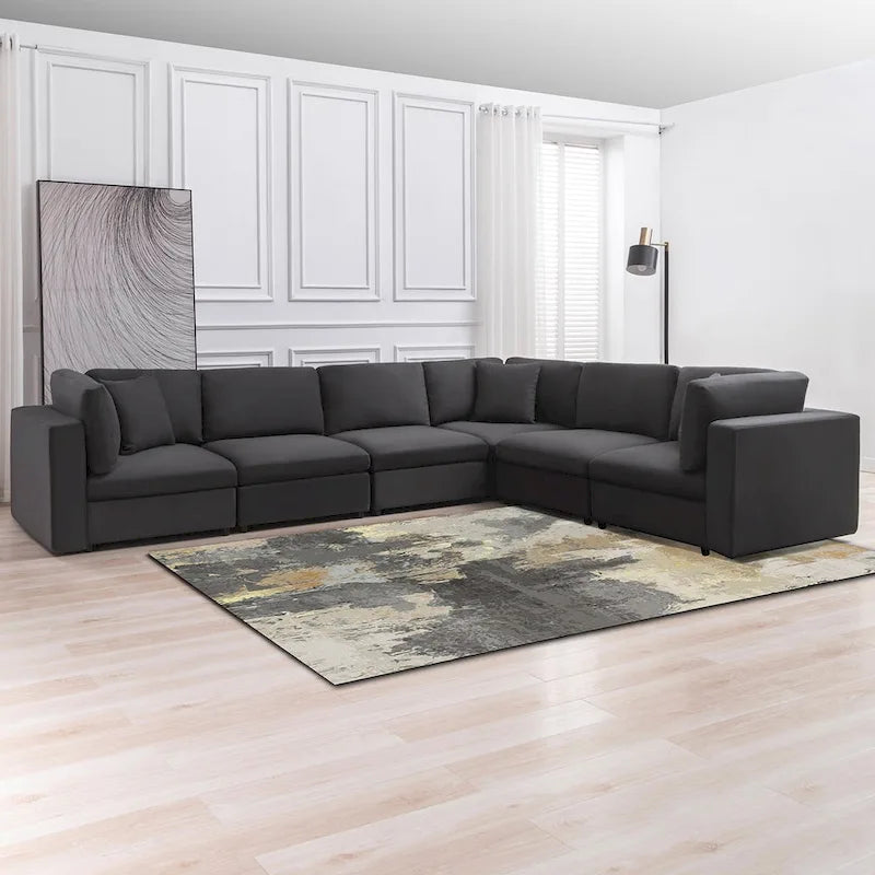 Mixoy Modern Convertible Sectional Sofa,L/U Shaped Corner Sleeper Sofa Couch,Modular Sectional Couches