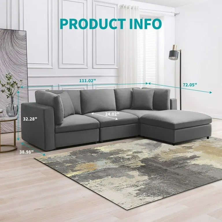 Mixoy Modern Convertible Sectional Sofa,L/U Shaped Corner Sleeper Sofa Couch,Modular Sectional Couches