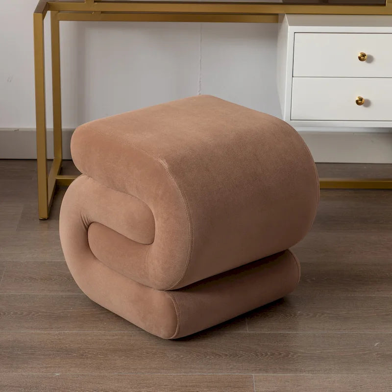 Modern S-shape Fabric Ottoman Makeup Stool Footstool
