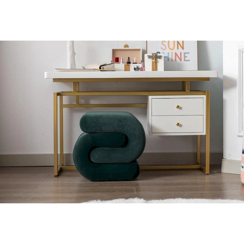 Modern S-shape Fabric Ottoman Makeup Stool Footstool