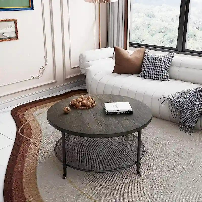 Industrial Console Table, 2-Tier Accent Table Coffe Table