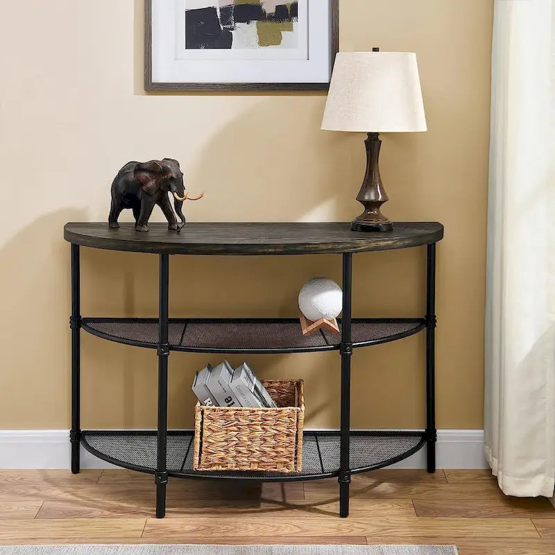 Industrial Console Table, 2-Tier Accent Table Coffe Table