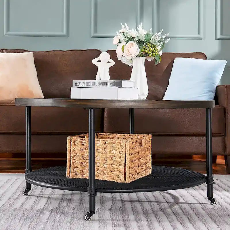 Industrial Console Table, 2-Tier Accent Table Coffe Table