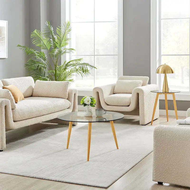 Danya B. Van Beuren Coffee Table with Taper Legs and Glass Tabletop