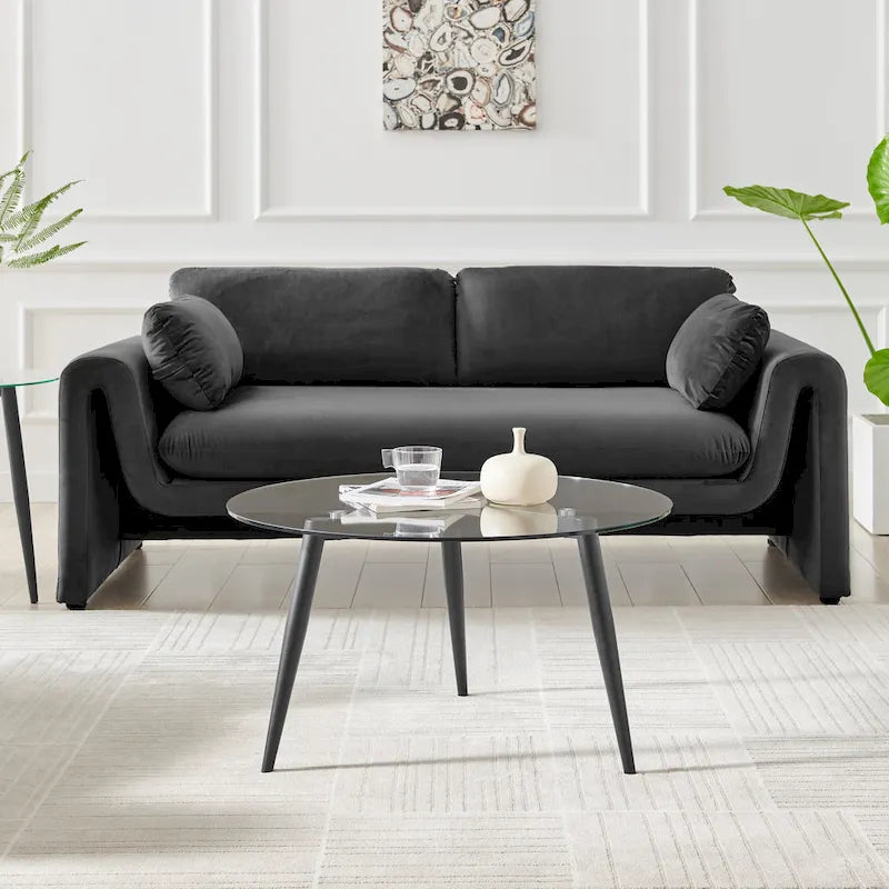 Danya B. Van Beuren Coffee Table with Taper Legs and Glass Tabletop