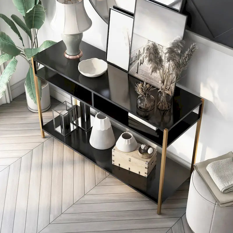 Raven Glam 48-inch Steel 3-Shelf Console Table by Furniture of America